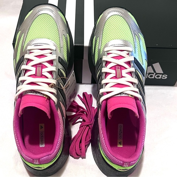Adidas Adizero Aruku Sneakers Signal Green/ Semi Lucid Fuchsia Size 9 - Picture 5 of 11